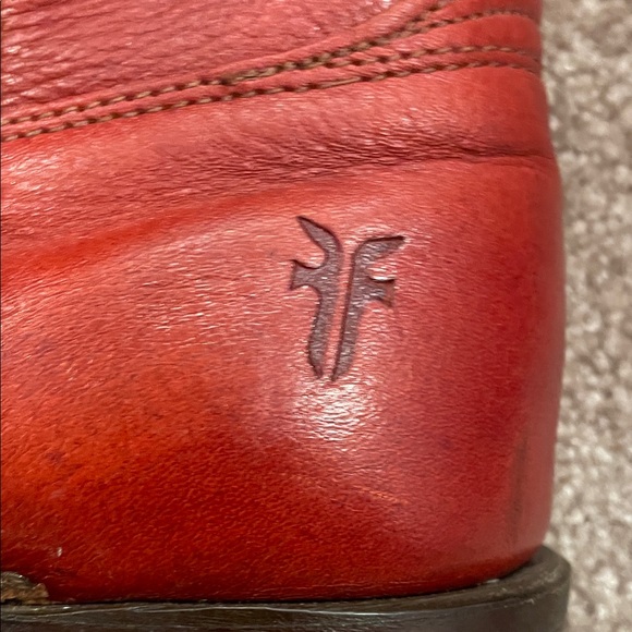 Frye Red Leather Tall Heeled Boots - Picture 8 of 11
